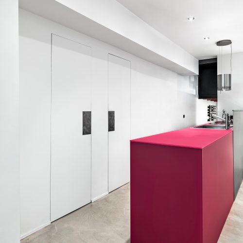 Interiors of the Modern Kitchen with Island Kitchen
