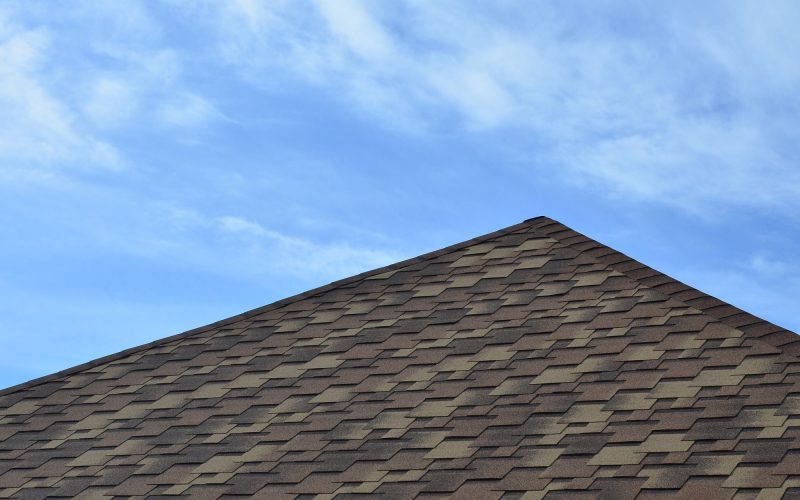 The roof of a residential house